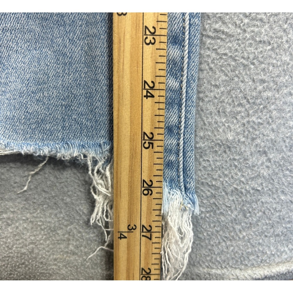 Velvet Blue Straight Leg Jeans Womens 26 Light Wash High Rise Raw Frayed Hem - Picture 7 of 11